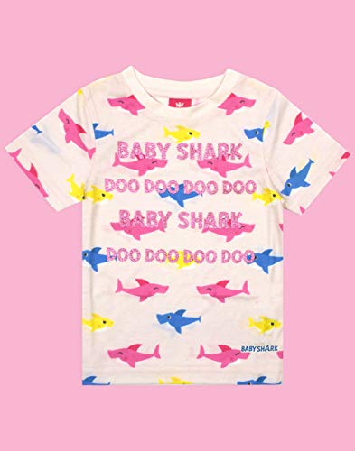 Baby Shark Girl's T-Shirt Glitter All Over Print Pink Top 3-4 Years3
