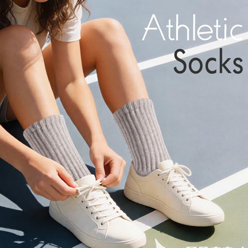 Image of HONGTEYA Slouchy Crew Socks For Women,Scrunch Cotton Cozy Workout Socks
