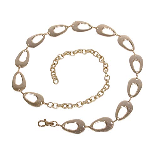 Ceinture à chaîne ovale en métal doré pour femme au fini or brillant éclatant