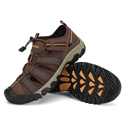 Mens Hiking Sandal Closed Toe Sport Sandals Summer Outdoor Sandal Comfortable Athletic Sandal Fishing Beach Brown 11.5