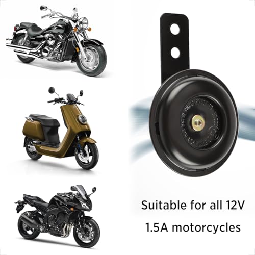 Evermotor Signalhorn Hupe 12V Laut Universal Horn E-MARK E-geprüft für Motorrad Fahrzeug Auto LKW Moped Roller Scooter ATV Schwarz beschichtetes Metall