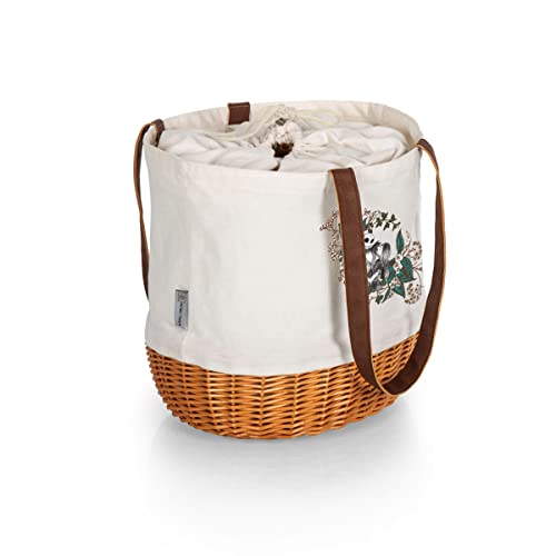 PICNIC TIME Coca-Cola Coronado Canvas and Willow Basket Tote Picnic Bag with Drawstring Closure and Durable Handles, Reusable Market and Beach Tote for Everyday Carry, (Beige Canvas) - image 5
