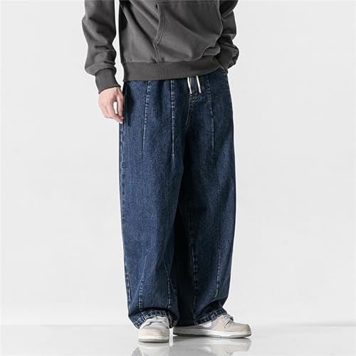 Men's Baggy Hip Hop Jeans Jogger Pants Streetwear Loose Fit Printed Cargo Denim Trousers Biker Style with Pockets3