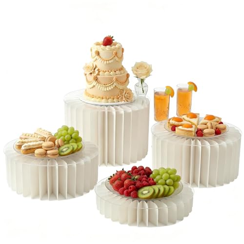 WIFORH Foldable Buffet Risers 4 Pack Food Display Risers For Party Display Stands for Food Table White Cake Cupcake Stands Dessert Riser for Wedding Birthday