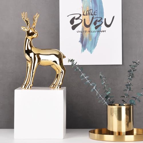 Statuette faon en céramique dorée pour cadeau de crémaillère