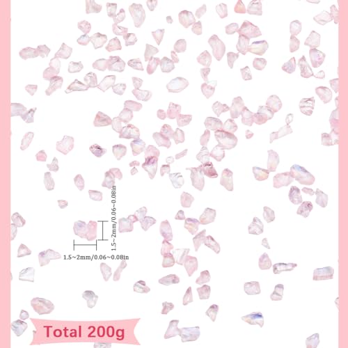 SUNNYCLUE 1 Box 200g Pink Broken Glass Pieces Crushed Glass Bulk Resin Art Irregular Crystal Chips Clear Chunky Flakes Sequins for Nail Arts Crafts DIY Vase Filler jewellery Making Decoration Supplies - Image 2