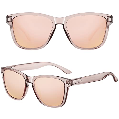Meetsun Polarized Sunglasses For Women Men Trendy Classic Designer Retro Driving Sun Glasses 100% Uv Protection - Coffee Frame/Gold Mirrored Lens #TOP2