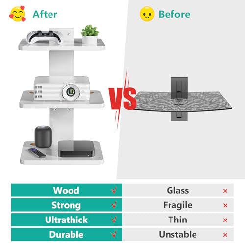 image for WALI Floating TV Shelf, Holds Up to 22lbs, Wooden Wall Mounted Shelves