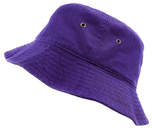 Deewang Unisex 100% Cotton Premium Summer Bucket Hat Safari Packable Outdoor Beach Sun Hat (Purple, Large/X-Large) #TOP1