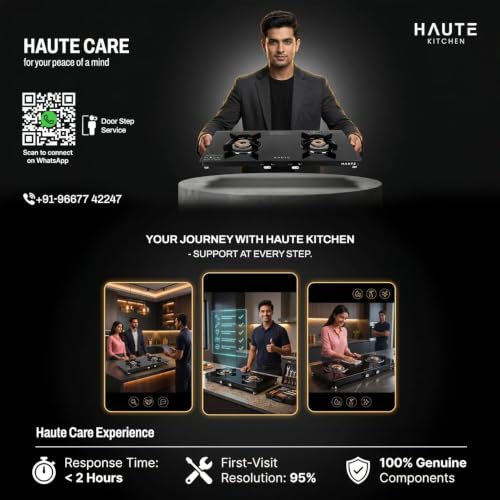 Image of Haute Essencia Series 2.0 All Black 3 Burner Gas Stove | Manual Ignition | 7mm Toughened Glass | ABS Unbreakable Knobs | Doorstep Service | 7-Year Glass & 2-Year Manufacturing Warranty