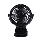 360° Rotation Angle Mini Clip on USB Fan, Rechargeable Hanging Fan Portable Fan Table Fan Quiet Fan USB Fan for for Home Bed Office Outdoor Travel 4.3X2.36X7 INCH (Color : Black)
