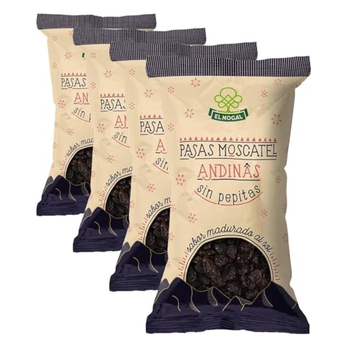 EL NOGAL Frutas Deshidratadas Pasa Moscatel Sin Semilla Bolsa 250 G (Paquete de 4)