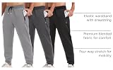 lomsoe 3 Pack Sweatpants for Men Tapered Mens Joggers Pants with Zip Pockets Fleece Slim Fit Workout Running Gym Sweat Pants(Black,Dark Gray,Light Gray,L)