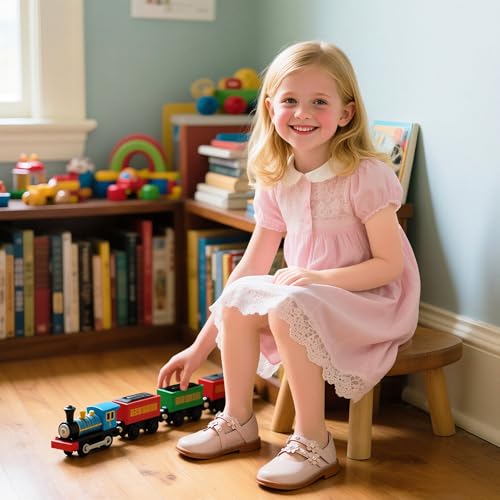 Image of Kiderence Toddler Girl Mary Jane School Uniform Dress Shoes Oxford Flats | Wide Toe Box Great Comfort for Student Shoe and Flower Girl Shoe for Wedding, Parties, Church