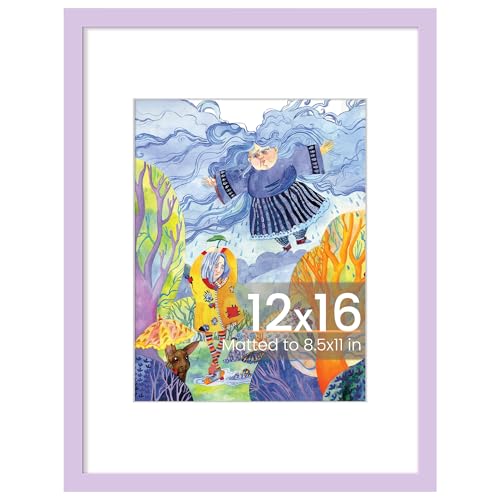 Image of upsimples 12x16 Picture Frame, Display Pictures 8.5x11 with Mat or 12 x 16 Without, Wall Hanging Poster Frames, Purple, 1 Pack