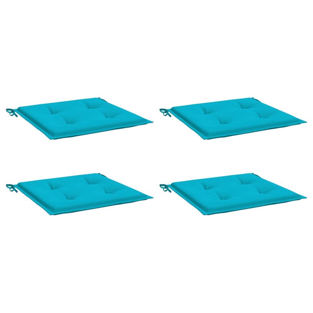 vidaXL Lot de 4 Coussins de Chaise de Jardin, Galettes de Siège Antidérapantes, Décoration Terrasse Patio Extérieur, Turquoise 40x40x4cm Tissu