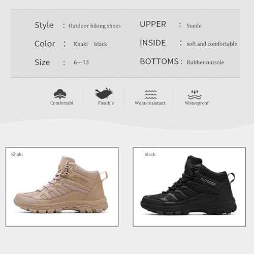 Men'S Breathable And Waterproof Outdoor Hiking Boots Comfortable, Non-Slip And Anti-Collision Toe Cap, Lightweight And Durable Hiking Military Boots Tactical Boots2