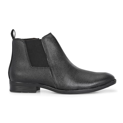 Image of layasa Men Chelsea Comfortable Zip Leather Mid-Top Boots For Men