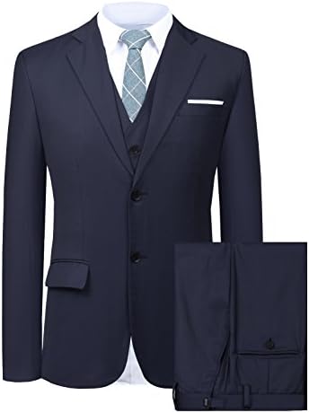 Hanayome Men's Slim Fit Suit Blazer Jacket Tux Vest & Trousers 3-Piece Suit Set