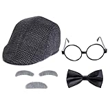 Haakong Old Man Costume 100 Days of School Grandpa Outfit for Men 1920s Accessories for Halloween Parties Dress Up