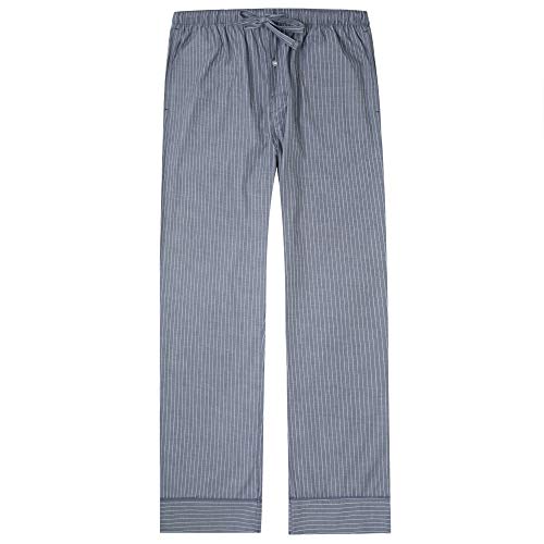 Noble Mount Mens Pajama Pants - Cotton Mens Lounge Pants - Stripes Gray White - XLarge