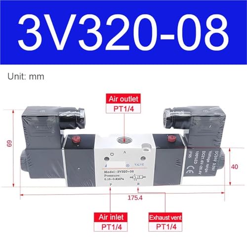Vanne pneumatique 3V320-08 double commande action rapide