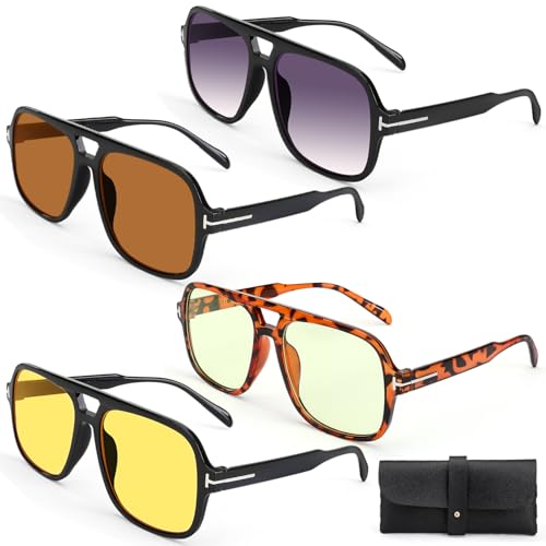 Opiniones y reviews de Lentes Solares los 10 mejores. 47 Lukovee 4 Pcs Gafas de Sol Modas Vintage Unisex Adulto, Gafas de sol Aviador con Montura Grande, Protección UV400 para Conducir, Viajar, Decoración Diaria (A-Multicolor 5 piezas)