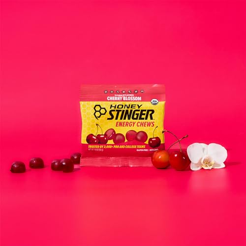 Image of Honey Stinger Organic Cherry Blossom Energy Chew, Gluten Free & Caffeine Free, for Exercise, Running and Performance, Sports Nutrition for Home & Gym, Pre and Mid Workout, 21.6 Ounces (Pack of 12)