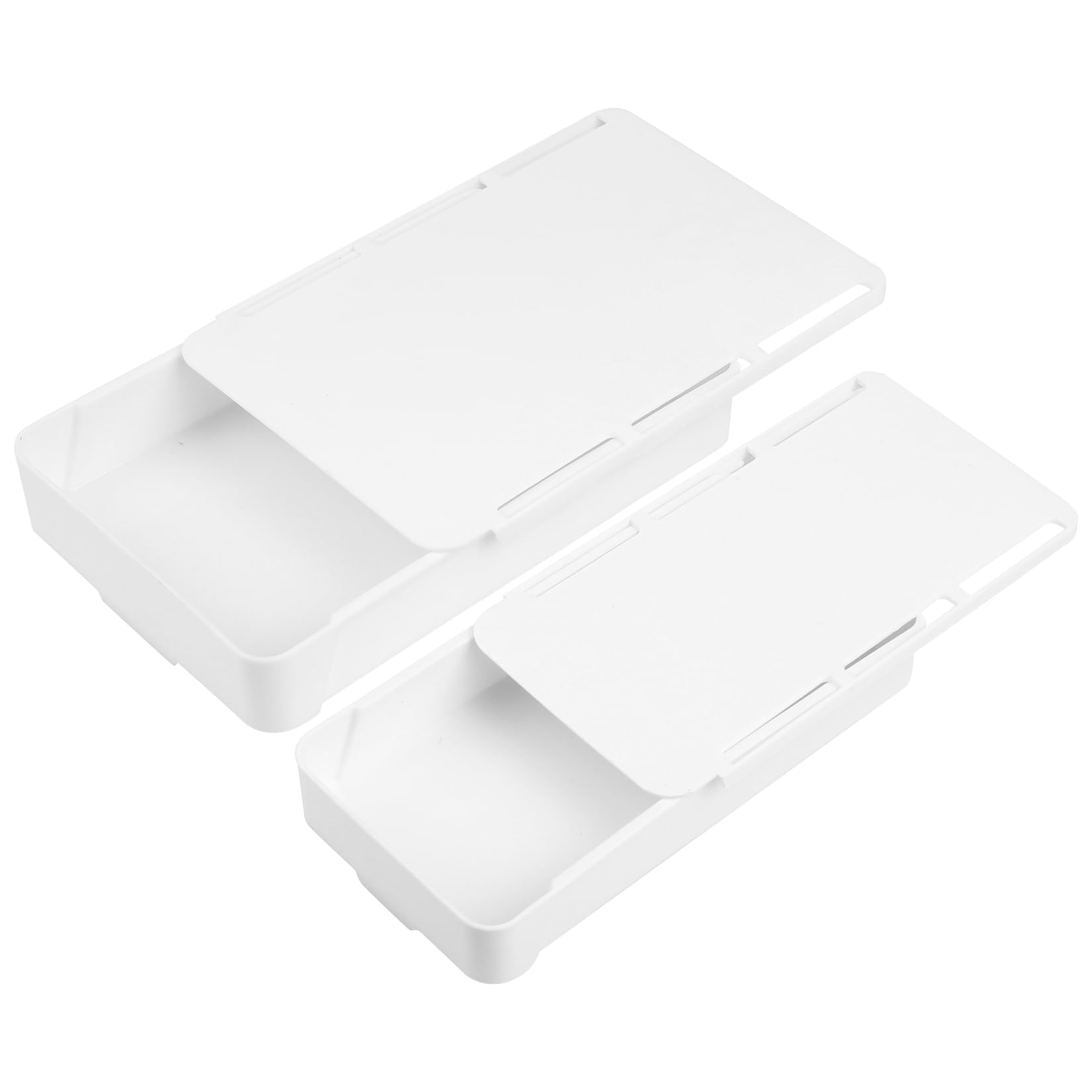 Under Desk Drawers, Under Desk Storage Drawers, Under Desk Storage Organizer, Self-Adhesive Hidden Attachable Undermount Under Shelf/Desk/Table Slide Out for Office Home (S+L, 2Pcs)