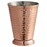 Glownary Alchemy Hammered Copper Mint Julep Cup, 16 oz, Metal Construction, 4.5 Inch Height, Beaded Detail, Mirrored Finish, Round Shape, 12 Pack