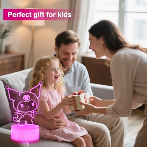 Image of sunduck Pink Kawaii Night Light with Corded Control- Cute Dreamy Girls Room Decor, Perfect Birthday /Christmas Gift for Kids, Unique Holiday Present