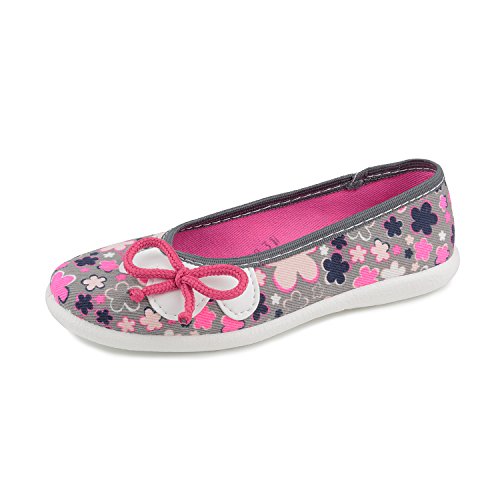 Girls’ Ballet Flats – Lightweight Canvas Slip-On Shoes, Non-Slip Rubber Sole, Breathable Toddler & Kids Shoes, Floral Casual Dress Shoes for School, Play, and Everyday Wear