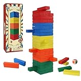 GOTHINK Tumble Tower Game for Kids and Adults, 60pcs Wooden Stacking Board Games Building Blocks for Kids and Family Games Night, Colorful Wood Balancing Blocks Game