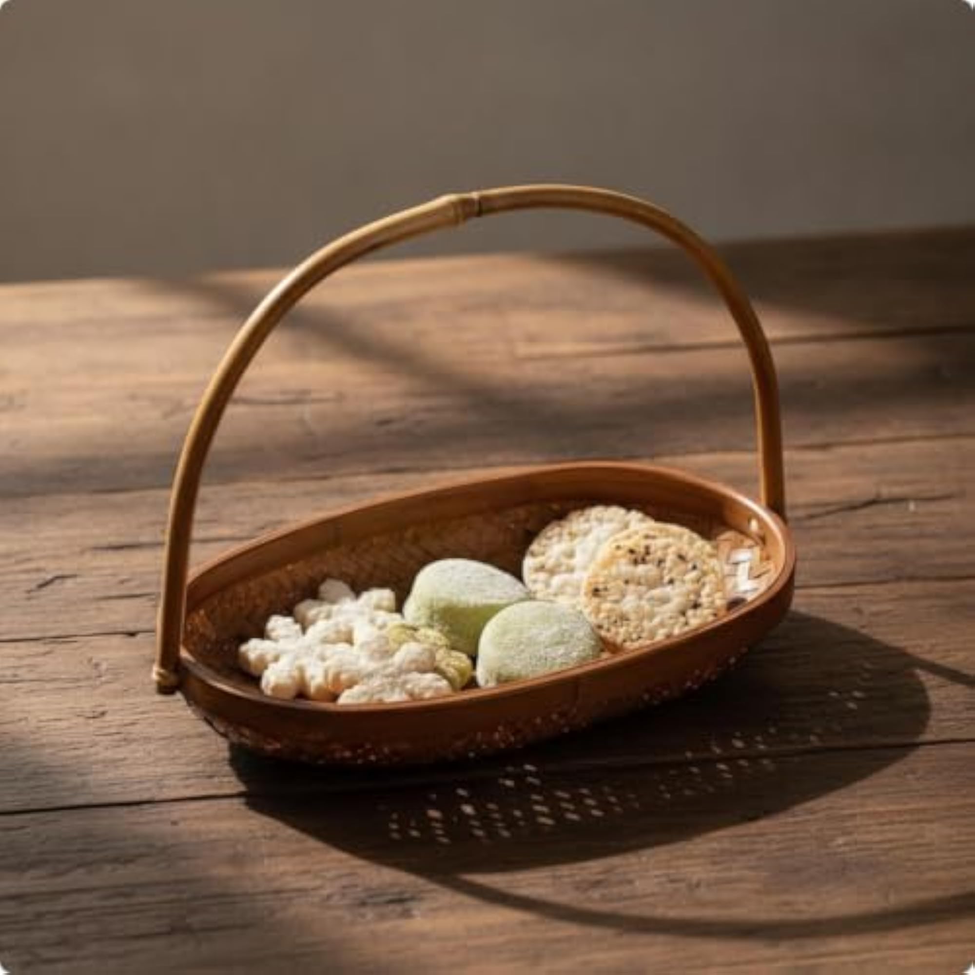 Handwoven Bamboo Basket with Handle