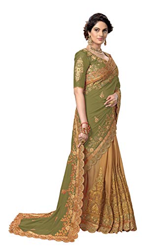 Image of Nivah Fashion Women's Silk Heavy-Embroidery work sari With Blouse piece K810