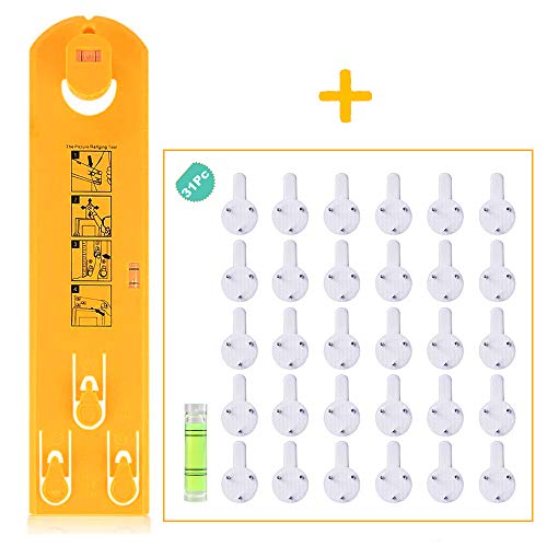 ALFLASH Picture Hanging Tool for Marking Position, with Built- in Levels and Invisible Nails,Perfect for Hanging Pictures, Mirrors and Watches (Yellow)