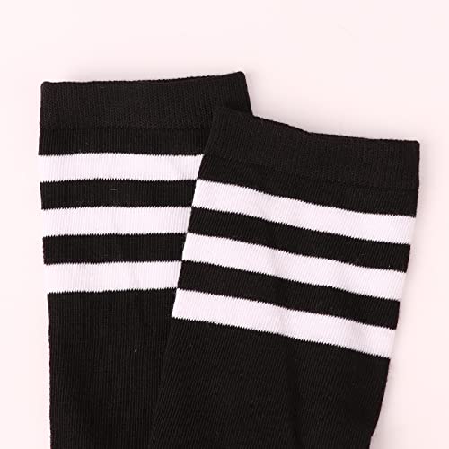 Image of DRESHOW 3 Pairs Cotton Knee High Socks for Women Solid Knit Knee Long Stocking Leg Warmer All Season Gift
