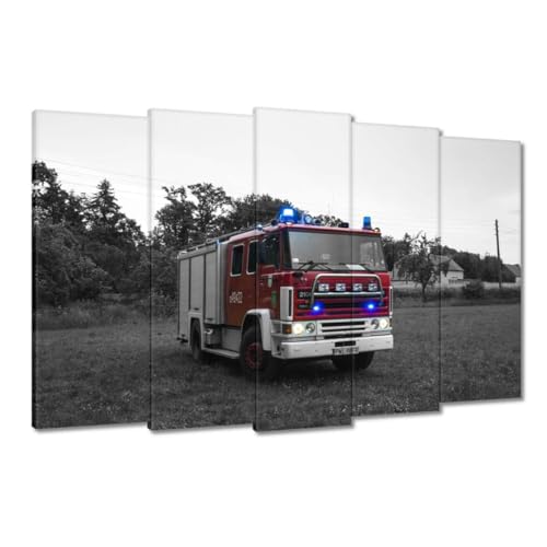 Peinture imprimée sur toile camion de pompiers 150x95 cm grand format pour décoration murale