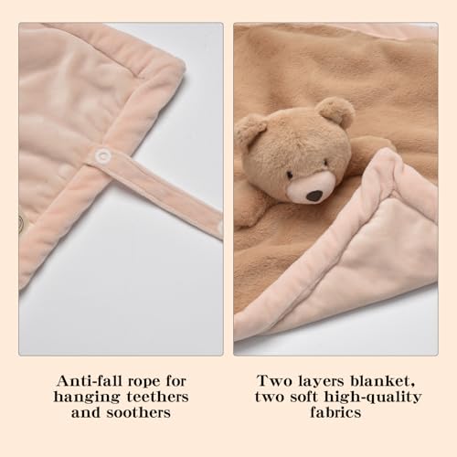 Image of Baby Bear Security Blanket, Soft Loveys for Babies, Lovey for Newborn Boys and Girls, Gender Neutral Security Blanket with Stuffed Animal, Baby Snuggle Toy