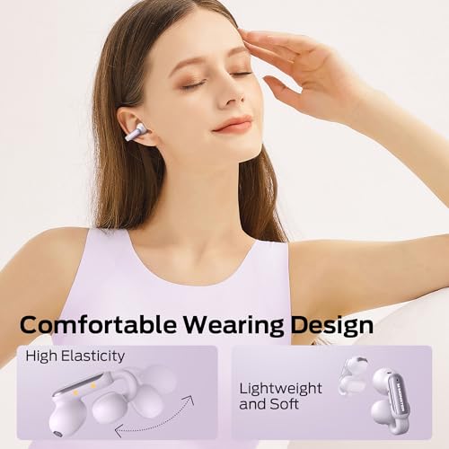 Image of Monster Bluetooth Earbuds Open AC601, Comfort Clip-On Earbuds, Bluetooth 5.4 Open Ear Buds with Environmental Noise Cancellation, IPX5 Waterproof & Touch Control Wireless Headphones (Purple)