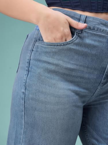Image of Miss Chase A+ Women's Wide-Leg High Rise Regular-Length Stretchable Denim Jeans