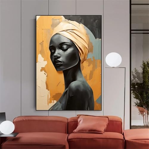Affiche art féminin noir pour salon chic toile africaine moderne 60x90