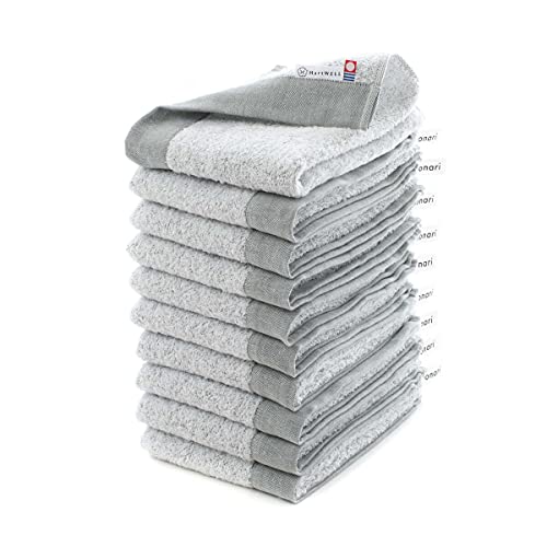 ハートウエル 今治タオル 暮らしを彩る便利サイズタオル ショートフェイスタオル フェイスタオル 短い 短め ループ付き 10枚セット グリーン