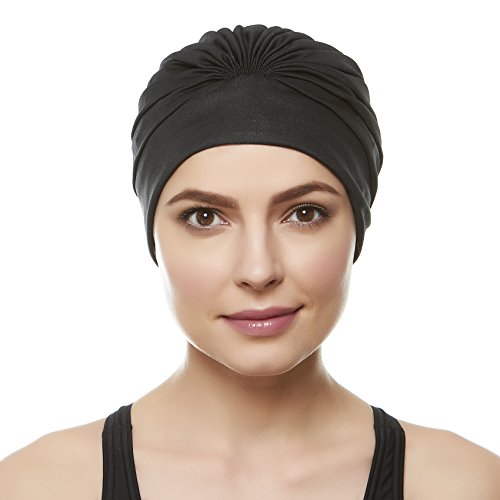 BEEMO Swim Caps for Women Swimming Turban Polyester Latex Lined Pleated for Ladies
