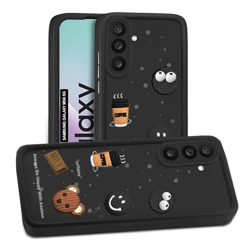 Image of AESTMO Back Case Cover for Samsung Galaxy M56 / F56 5G Cover | Cute Fun Cartoon | Coffee Silicone Case | Full Body Protection | Camera Protection Back Cover for Samsung Galaxy M56 / F56 5G (Black)