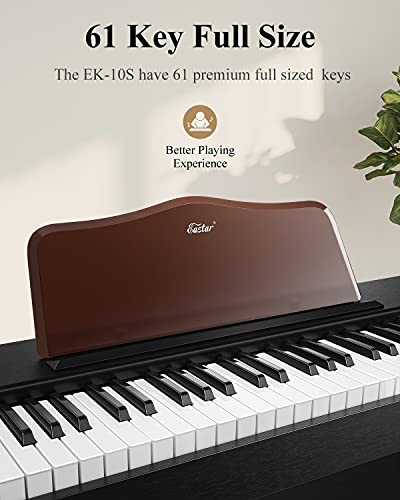 Eastar EK-10S Keyboard, 61-Tasten Klavier Standardgröße Upright Digital für Anfänger, Kinder Mit Sustain-Pedal und Notenbuchständer als Geschenk