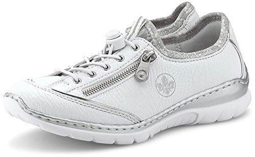 Rieker Frühjahr/Sommer L32P2, Baskets Enfiler Femme, Blanc (Weiss/Argento/Silverflower/ 80 80), 39 EU