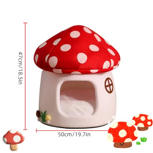 Mushroom Shape Cat House Cow Shape Cats Cave Bed Semi-Enclosed Cave-Style Warm Cat House Pet Nest for Cats Small Dogs - Image 3