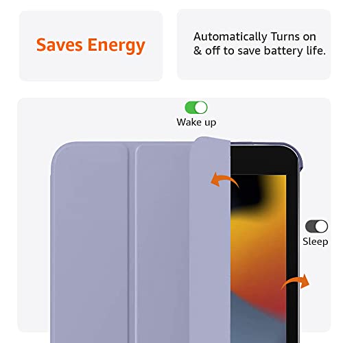 Image of AmazonBasics Smart Trifold Hard Matte Back Flip Stand Case Cover for Apple iPad 10.2 Cover iPad 9th Generation Cover 2021 8th Gen 2020 7th Gen 2019 Generation Case [Auto Sleep /Wake Case] - Lavender