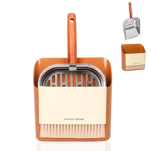 NomadSphere Stainless Steel Cat Litter Scoop with Holder, Kitty Poop Scooper Stand for Litter Box, Fast Sifting Non-Stick Cat Poop Scooper with Coarse and Fine Grids for All Litter Pan, Orange